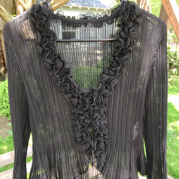 Formal Ruffled Sheer Cardigan - Picture 2 of 4